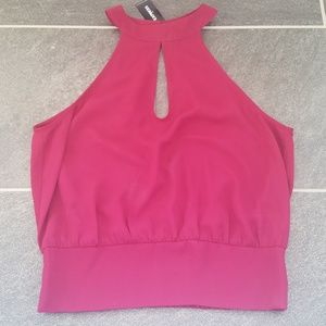 NWT Express Keyhole Choker Style Crop Halter Top